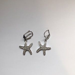 Silver starfish dangle earrings